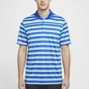 Nike Golf Dri-Fit Striped Polo Shirt Blue White Men’s Size Large